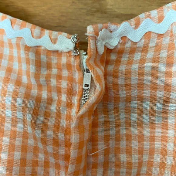 Vintage 1950s gingham orange and white rick rack trim square dancing dress - Picture 7 of 7